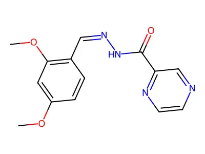 N-[(E)-(2,4-dimethoxyphenyl)methylideneamino]pyrazine-2-carboxamide structure