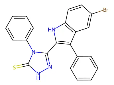 2,4-Dihydro-5-(5-bromo-3-phenyl-1H-indol-2-yl)-4-phenyl-3H-1,2,4-triazole-3-thione structure