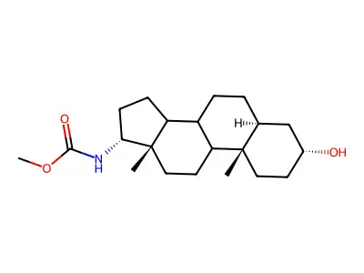 Methyl ((3-alpha,5-alpha,17-alpha)-3-hydroxyandrostan-17-yl)carbamate structure