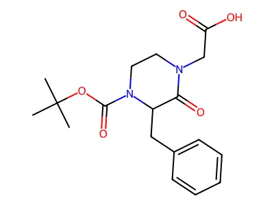 2-Benzyl-4-carboxymethyl-3-oxo-piperazine-1-carboxylic acid tert-butyl ester structure