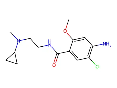 Benzamide, 4-amino-5-chloro-N-(2-(cyclopropylmethylamino)ethyl)-2-methoxy- structure
