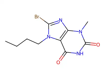 8-bromo-7-butyl-3-methyl-1H-purine-2,6(3H,7H)-dione structure
