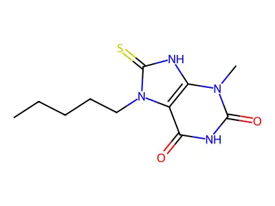 8-mercapto-3-methyl-7-pentyl-1H-purine-2,6(3H,7H)-dione structure