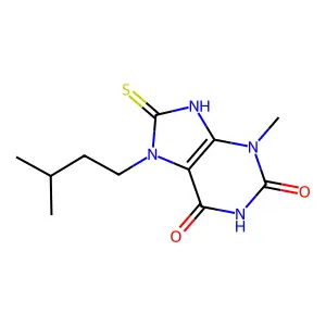 7-isopentyl-8-mercapto-3-methyl-1H-purine-2,6(3H,7H)-dione structure