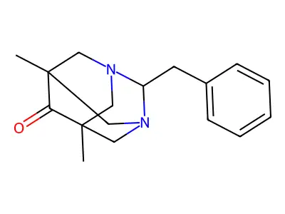 2-Benzyl-5,7-dimethyl-1,3-diazaadamantan-6-one structure