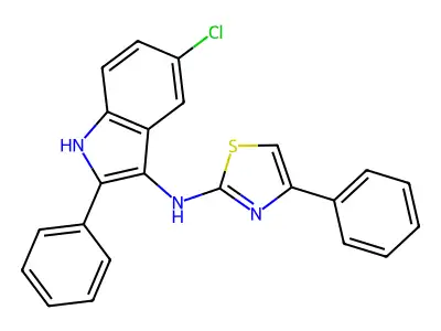 5-Chloro-2-phenyl-N-(4-phenyl-2-thiazolyl)-1H-indol-3-amine structure