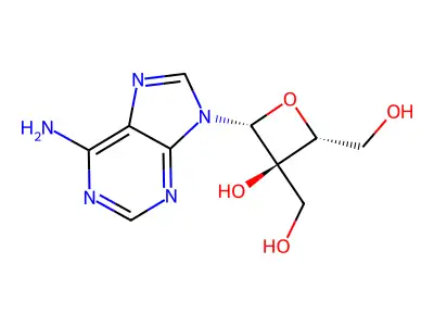 2,3-Oxetanedimethanol, 4-(6-amino-9H-purin-9-yl)-3-hydroxy-, (2R,3R,4R)- structure