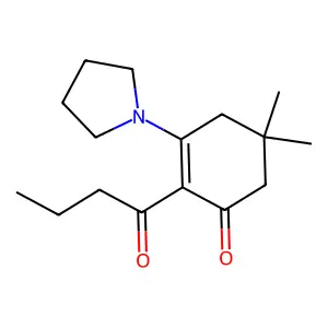 2-Butanoyl-5,5-dimethyl-3-pyrrolidin-1-ylcyclohex-2-en-1-one structure