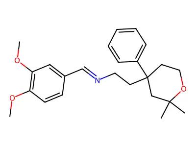 1-(3,4-dimethoxyphenyl)-N-[2-(2,2-dimethyl-4-phenyloxan-4-yl)ethyl]methanimine structure