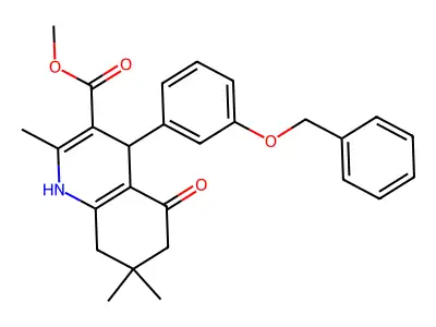 methyl 4-[3-(benzyloxy)phenyl]-2,7,7-trimethyl-5-oxo-1,4,5,6,7,8-hexahydroquinoline-3-carboxylate structure