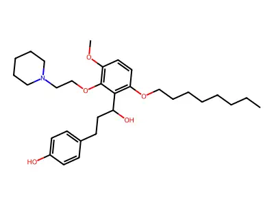 4-Hydroxy-alpha-(3-methoxy-6-(octyloxy)-2-(2-(1-piperidinyl)ethoxy)phenyl)benzenepropanol structure