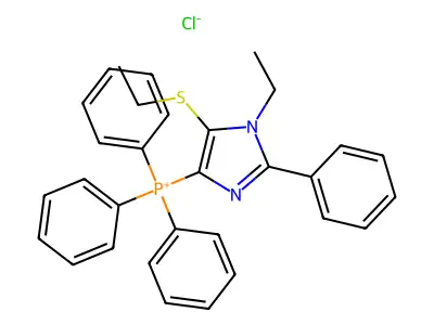 2-Phenyl-1-ethyl-5-ethylthioimidazol-4-yl(triphenyl)phosphonium bromide structure