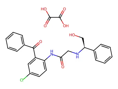 D(+)-N-(2-Benzoyl-4-chlorophenyl)-2-(2-hydroxy-1-phenylethylamino)acetamide oxalate structure