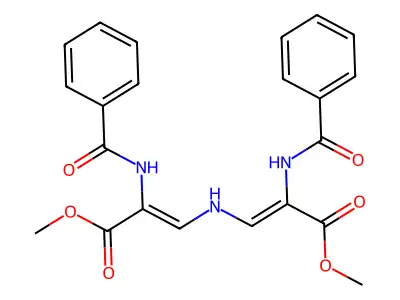 methyl 2-(benzoylamino)-3-{[2-(benzoylamino)-3-methoxy-3-oxo-1-propenyl]amino}acrylate structure