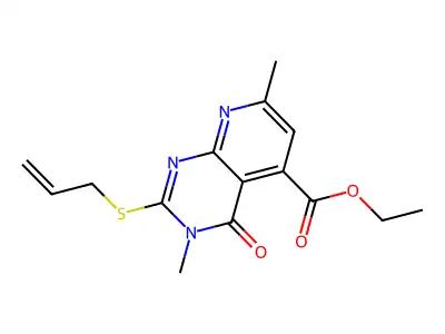 Pyrido(2,3-d)pyrimidine-5-carboxylic acid, 3,4-dihydro-3,7-dimethyl-4-oxo-2-(2-propenylthio)-,ethyl ester structure