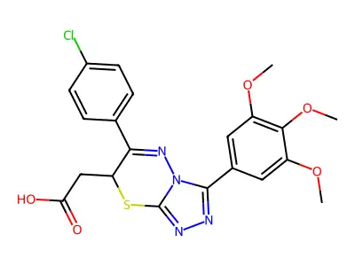 2-(6-(4-Chlorophenyl)-3-(3,4,5-trimethoxyphenyl)-7H-[1,2,4]triazolo[3,4-b][1,3,4]thiadiazin-7-yl)acetic acid structure