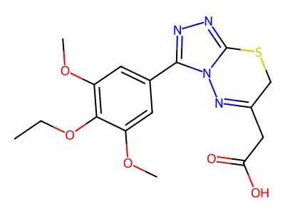 7H-1,2,4-Triazolo(3,4-b)(1,3,4)thiadiazine-6-acetic acid, 3-(3,5-dimethoxy-4-ethoxyphenyl)- structure