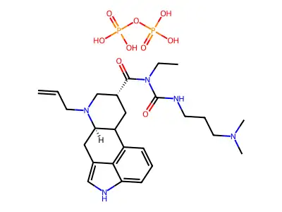 Ergoline-8-carboxamide, N-(((3-(dimethylamino)propyl)amino)carbonyl)-N-ethyl-6-(2-propenyl)-,(8-beta)-, diphosphate structure