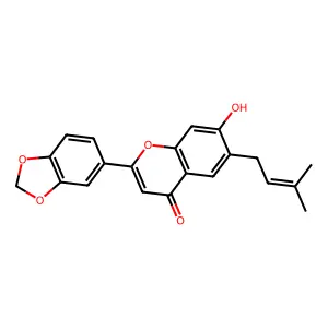 3',4'-Methylenedioxy-7-hydroxy-6-isopentenyl flavone structure