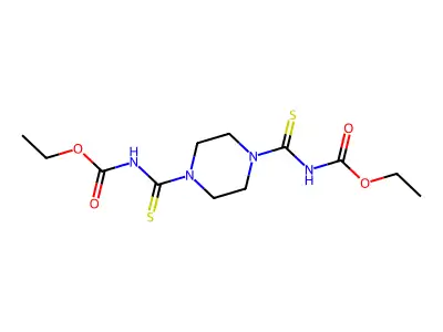 Ethyl (4-(((ethoxycarbonyl)amino)carbothioyl)-1-piperazinyl)carbothioylcarbamate structure