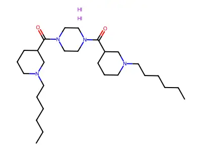 Piperazine, 1,4-bis((1-hexyl-3-piperidinyl)carbonyl)-, dihydriodide structure