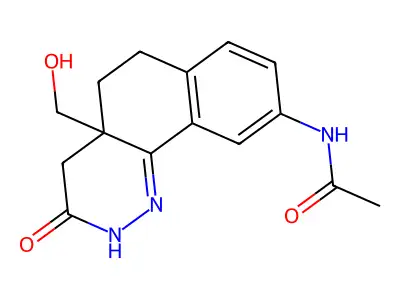 N-(2,3,4,4a,5,6-Hexahydro-4a-(hydroxymethyl)-3-oxobenzo(h)cinnolin-9-yl)acetamide structure