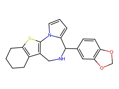 4H-(1)Benzothieno(3,2-f)pyrrolo(1,2-a)(1,4)diazepine, 5,6,7,8,9,10-hexahydro-4-(1,3-benzodioxol-5-yl)- structure