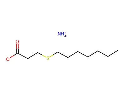 propanoic acid, 3-(heptylthio)-, ammonium salt structure
