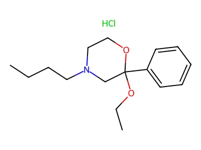 4-Butyl-2-ethoxy-2-phenylmorpholine--hydrogen chloride (1/1) structure