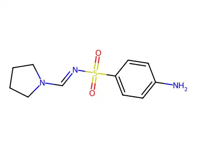 4-amino-N-(pyrrolidin-1-ylmethylidene)benzenesulfonamide structure