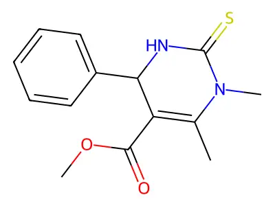Methyl 1,2,3,4-tetrahydro-1,6-dimethyl-4-phenyl-2-thioxo-5-pyrimidinecarboxylate structure