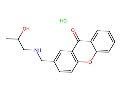 9H-Xanthen-9-one, 2-(((2-hydroxypropyl)amino)methyl)-, hydrochloride, (+-)- structure