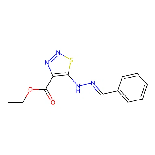 ethyl 5-((2E)-2-benzylidenehydrazinyl)thiadiazole-4-carboxylate structure