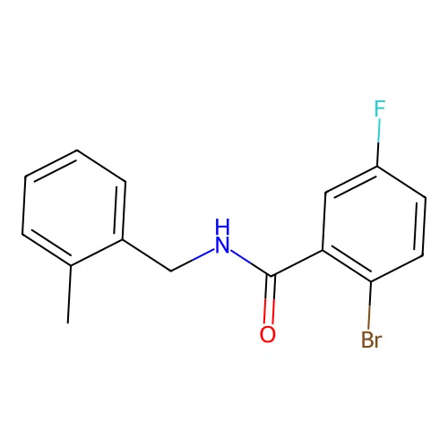 2-bromo-5-fluoro-N-[(2-methylphenyl)methyl]benzamide structure