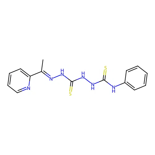 Carbonothioic dihydrazide, N''-((phenylamino)thioxomethyl)-N'''-((1E)-1-(2-pyridinyl)ethylidene)- structure