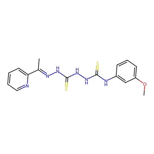 Carbonothioic dihydrazide, N''-(((3-methoxyphenyl)amino)thioxomethyl)-N'''-((1E)-1-(2-pyridinyl)ethylidene)- structure