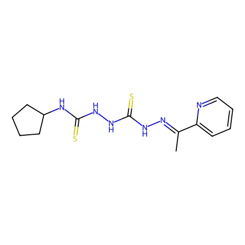 Carbonothioic dihydrazide, N''-((cyclopentylamino)thioxomethyl)-N'''-((1E)-1-(2-pyridinyl)ethylidene)- structure