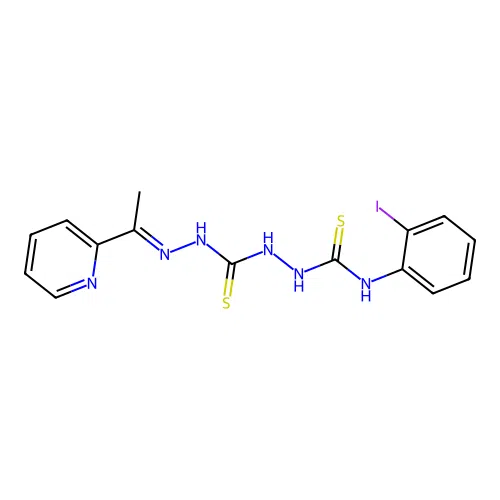 Carbonothioic dihydrazide, N''-(((2-iodophenyl)amino)thioxomethyl)-N'''-((1E)-1-(2-pyridinyl)ethylidene)- structure