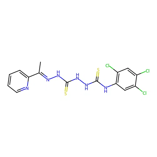 Carbonothioic dihydrazide, N''-((1E)-1-(2-pyridinyl)ethylidene)-N'''-(thioxo((2,4,5-trichlorophenyl)amino)methyl)- structure