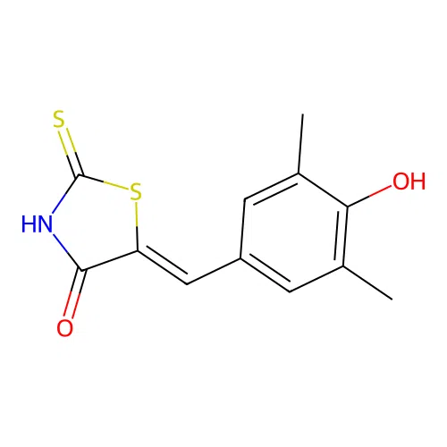 (5E)-5-[(4-hydroxy-3,5-dimethylphenyl)methylidene]-2-sulfanylidene-1,3-thiazolidin-4-one structure