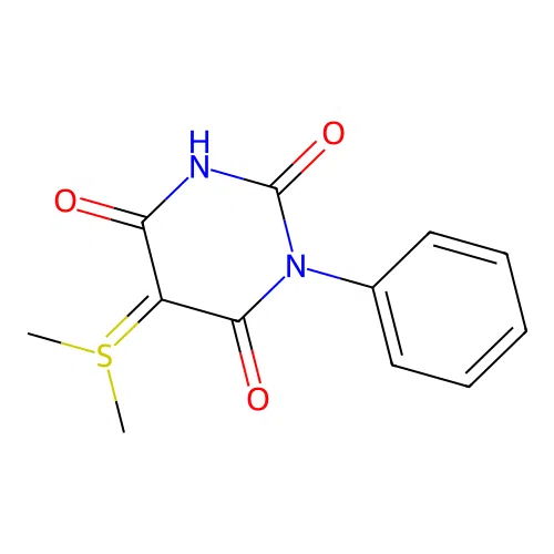 5-(Dimethylsulfonio)-2-hydroxy-6-oxo-1-phenyl-1,6-dihydropyrimidin-4-olate structure