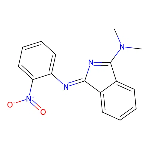 Dimethyl-{3-[(E)-2-nitro-phenylimino]-3H-isoindol-1-yl}-amine structure
