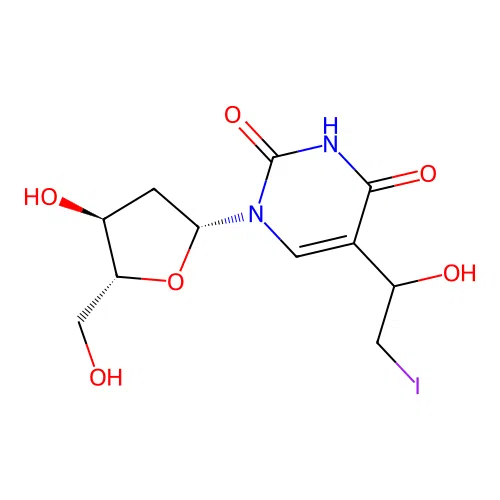 5-(1-Hydroxy-2-iodoethyl)-2'-deoxyuridine structure