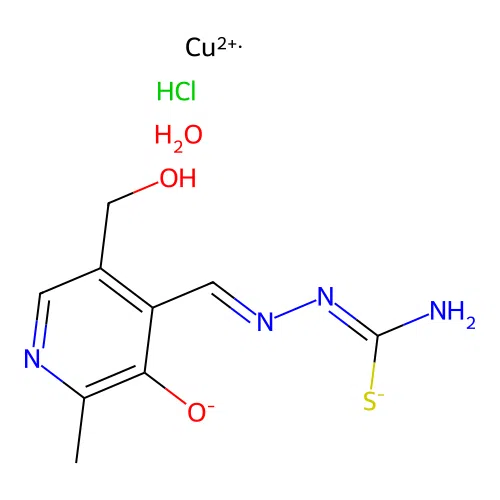 3-Hydroxy-5-hydroxymethyl-2-methyl-4-formylpyridine thiosemicarbazonato-Cu(II) structure