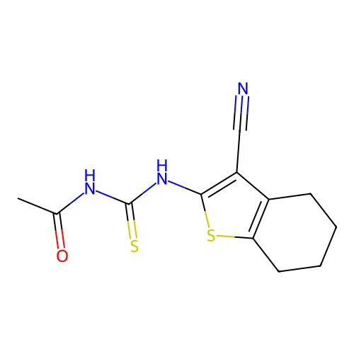 N-[(3-cyano-4,5,6,7-tetrahydro-1-benzothiophen-2-yl)carbamothioyl]acetamide structure