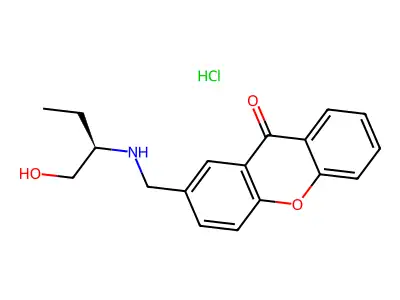 9H-Xanthen-9-one, 2-(((1-(hydroxymethyl)propyl)amino)methyl)-, hydrochloride, (R)- structure