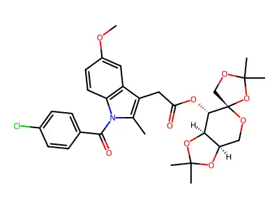 beta-D-Fructopyranose, 1,2:4,5-bis-O-(1-methylethylidene)-, 1-(4-chlorobenzoyl)-5-methoxy-2-methyl-1H-indole-3-acetate structure
