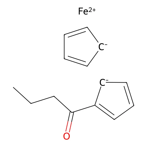 Cyclopenta-1,3-diene;1-cyclopenta-1,3-dien-1-ylbutan-1-one;iron(2+) structure