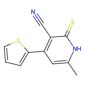 6-methyl-2-sulfanylidene-4-thiophen-2-yl-1H-pyridine-3-carbonitrile structure