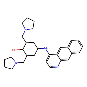Cyclohexanol, 4-(benzo(g)quinolin-4-ylamino)-2,6-bis(1-pyrrolidinylmethyl)- structure